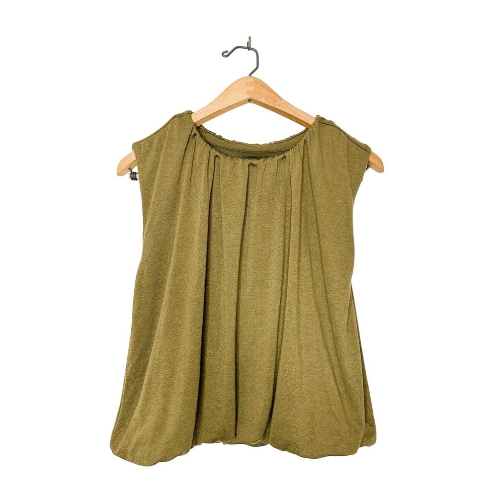 Ann Taylor LOFT Sleeveless Bubble Hem Olive Green Top Petite‎ Medium